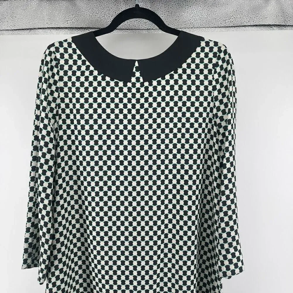 Kate Spade Kassia Women’s Geo Print Silk Quarter Length Shift Dress Large